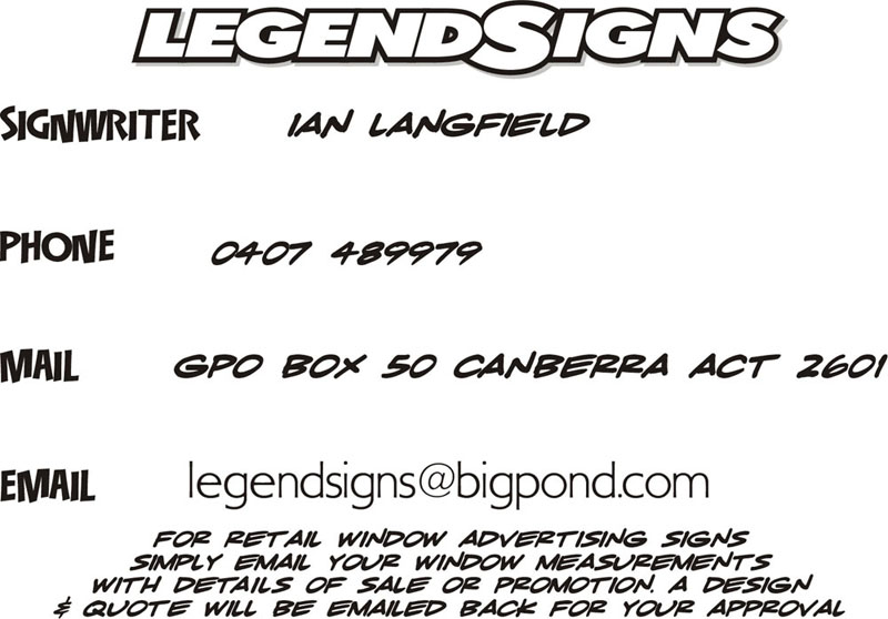 Contact Legend Signs